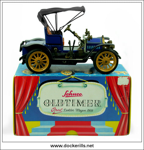 1909 Opel Doktor-Wagen Oldtimer Car. Vintage Tin Plate Clockwork Toy, Schuco, Germany 1.