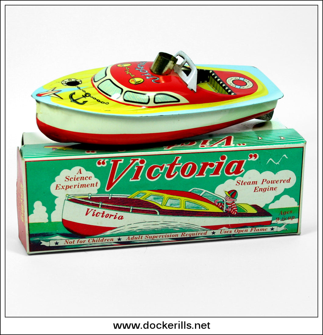 Victoria Pop Pop Boat. Recent (1996) Tin Plate Novelty Toy, Schylling USA/China.