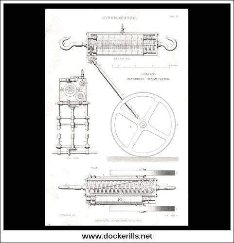 Dynamometer. Antique Print, Lithograph c. 1880.