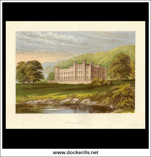 Scone Palace, Near Perth, Perthshire, Scotland. Antique Print, Chromoxylograph 1880.