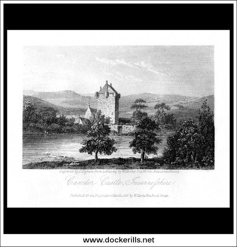 Cawdor / Calder Castle, Nainshire, Scotland. Antique Print, Copper Plate Engraving 1818.
