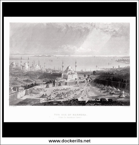 The Sea of Marmora, Turkey. Antique Print, Steel Engraving 1839.