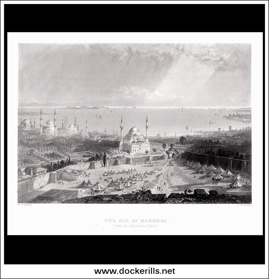 The Sea of Marmora, Turkey. Antique Print, Steel Engraving 1839.