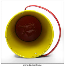 Vintage Tin Plate Seaside Sand Bucket / Sand Pail, Chad Valley, Great Britain. Children Leading Donkey Design 5.