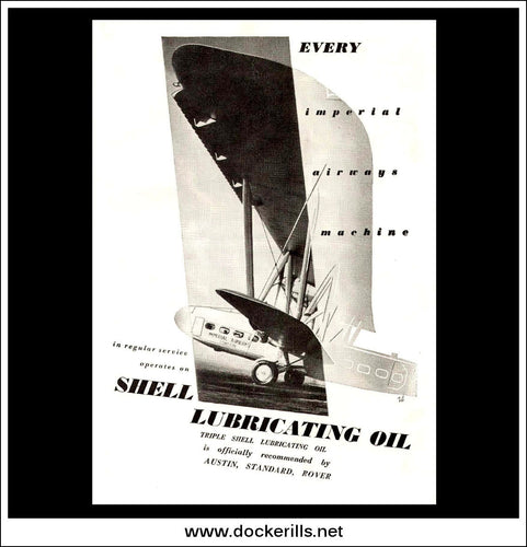 Shell Lubricating Oil / Imperial Airlines. Original Vintage Advert From May 1st, 1934.