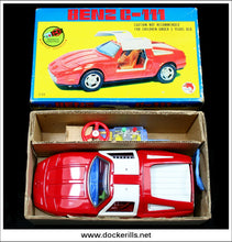 Benz C-111 (Mercedes). Vintage Tin Plate Battery Operated Remote Control Car Toy. Shinsei, Japan.