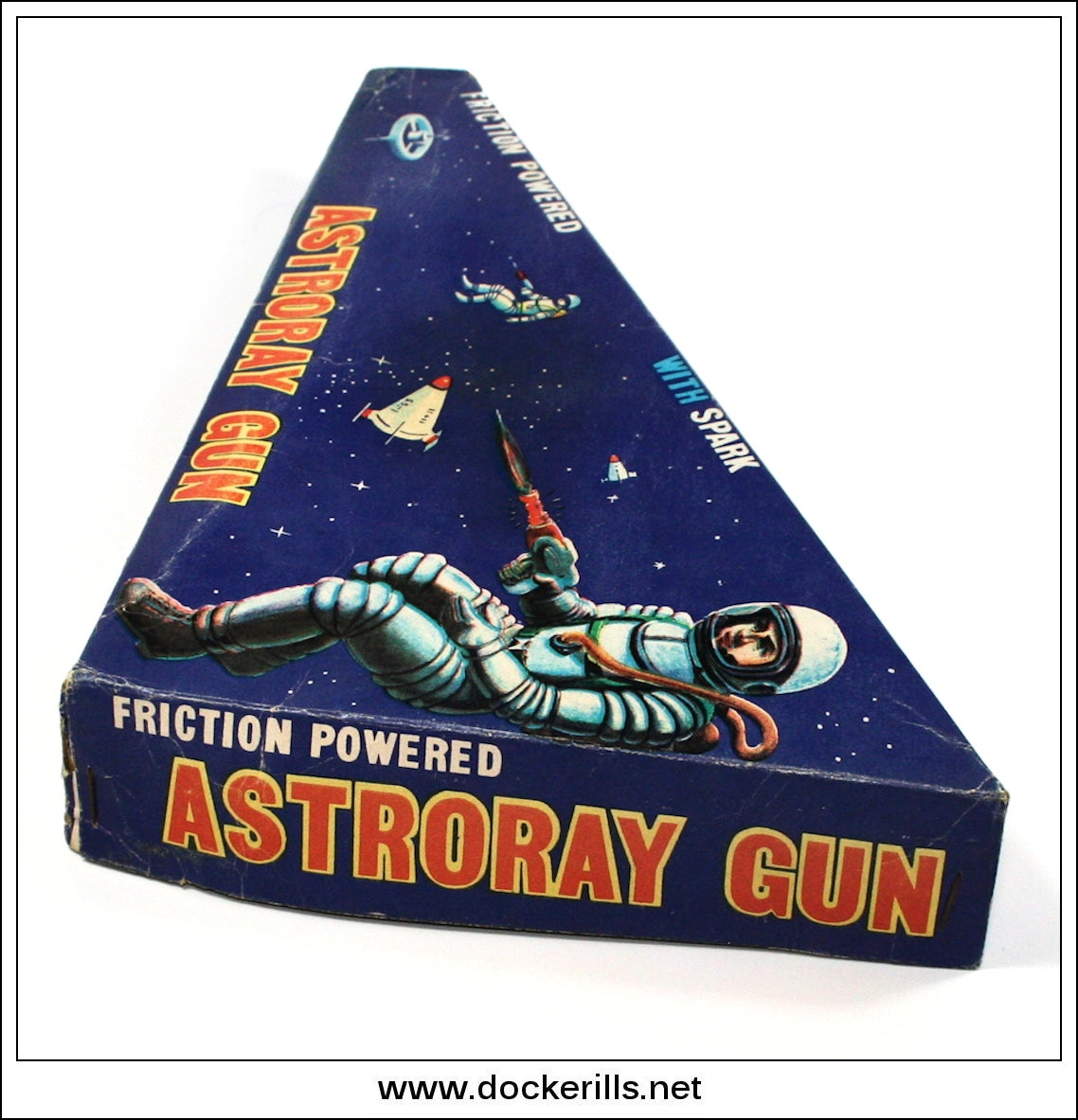 Astroray Gun. Vintage Tin Plate Toy Space Ray Gun, Shudo, Japan. Triangular  Box.