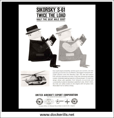 Sikorsky S-61 Helicopter. Original Vintage Advert From 1959.
