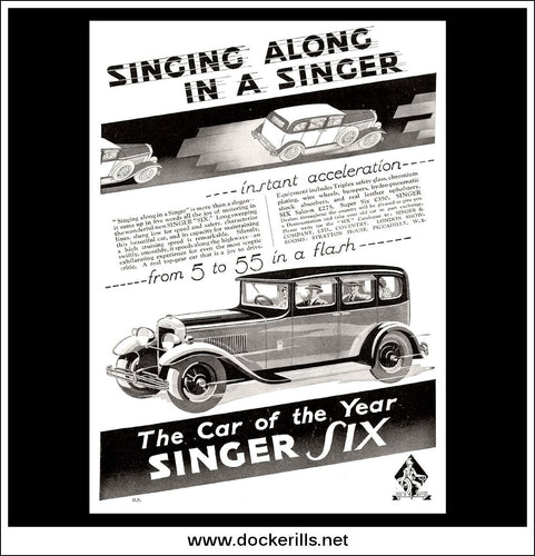 Singer Six Saloon. Original Vintage Advert From January 22nd, 1930.