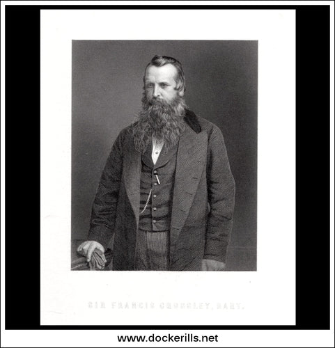 Sir Francis Crossley Bart. Antique Print, Steel Engraving c. 1880.
