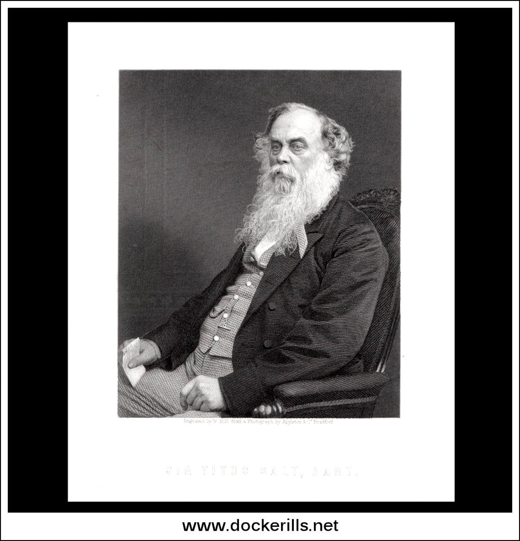 Sir Titus Salt Bart. Antique Print, Steel Engraving c. 1880.
