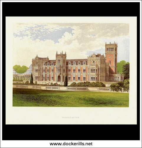 Somerleyton, Near Lowestoft, Suffolk, England. Antique Print, Chromoxylograph 1880.