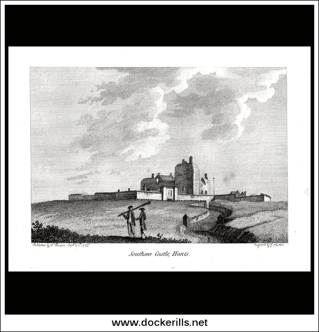 Southsea Castle, Hampshire, England. Antique Print, Copper Plate Engraving 1783.