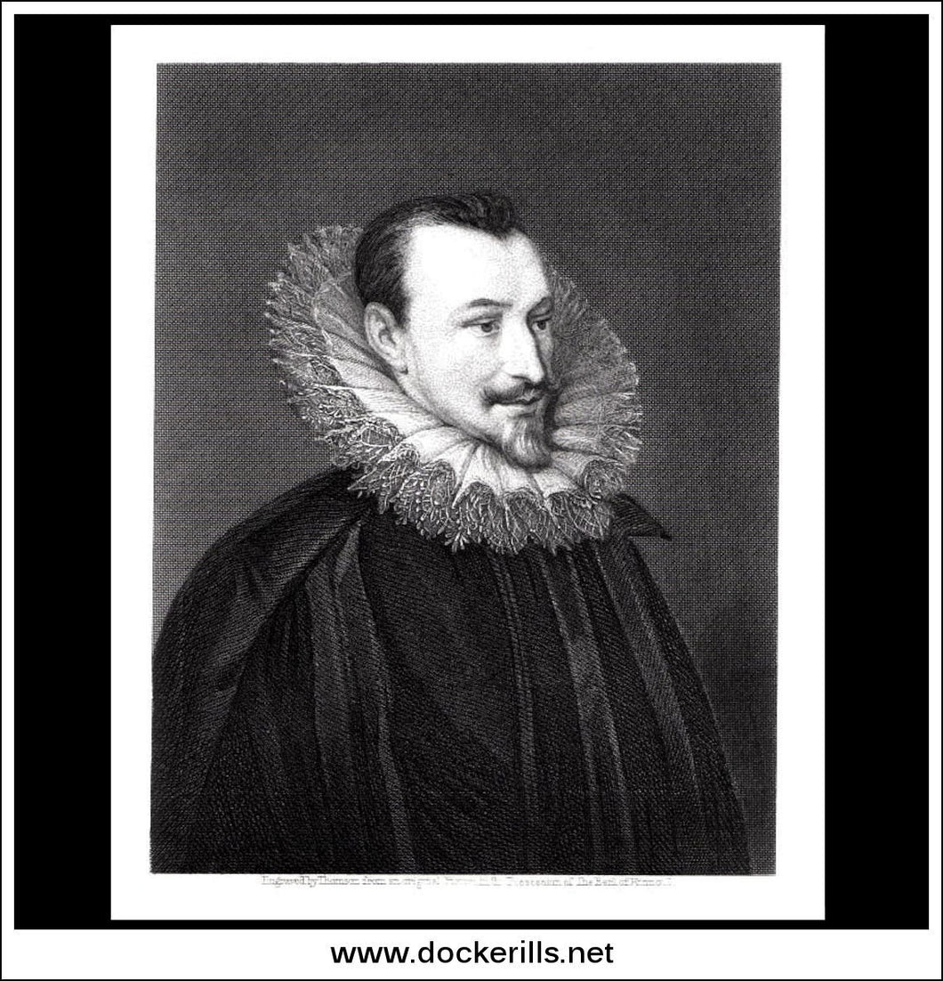 Edmund Spencer. Antique Print, Steel Engraving c. 1850.