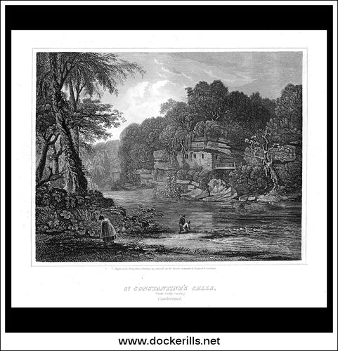 St. Constantines's Cells (Near Corby Castle), Cumberland, England. Antique Print, Copper Plate Engraving 1816