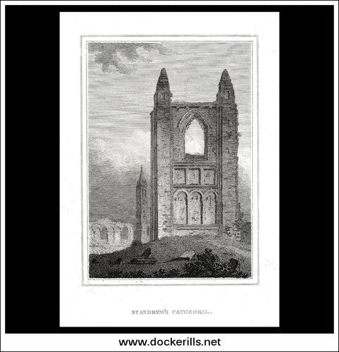 St. Andrews Cathedral, Fifeshire, Scotland. Antique Print, Copper Plate Engraving 1805.