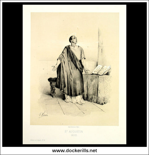 St. Augustin 430 (St. Augustine Of Hippo). Antique Print, Lithograph 1859. Victor Adam.