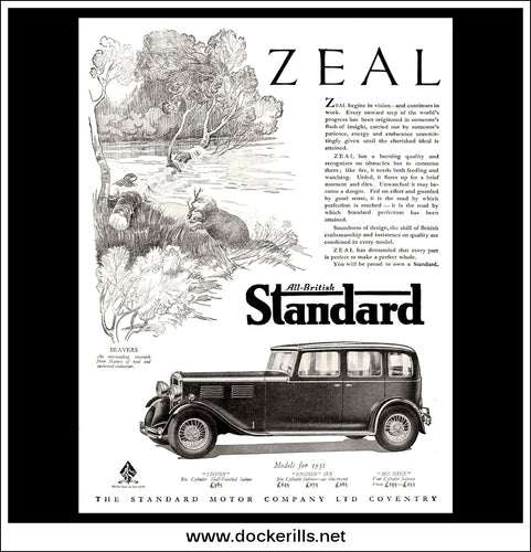 Standard Cars - Models For 1931. Original Vintage Advert From June 3rd, 1931.