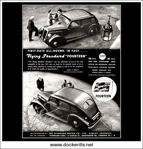 Flying Standard Fourteen Saloon. Original Vintage Advert From April 21st, 1937.
