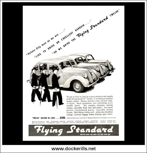 Flying Standard Twelve. Original Vintage Advert From February 9th, 1938.