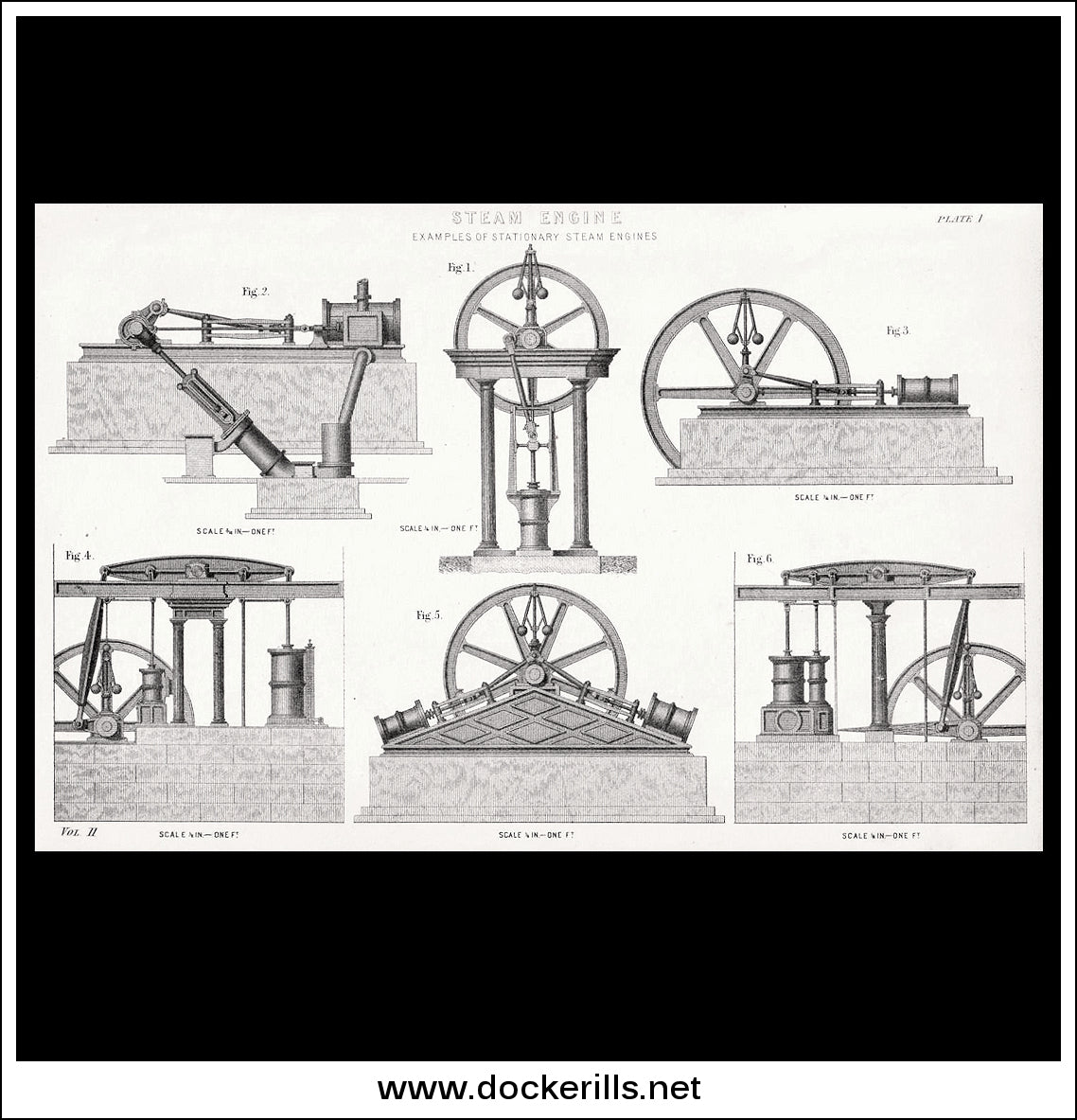 Steam Engines Examples Of Stationary Steam Engines. Antique Print, L