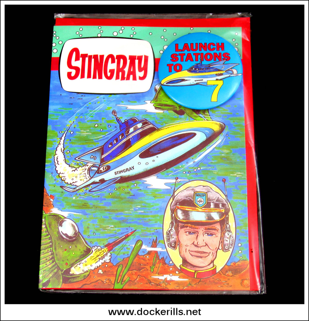 Stingray Birthday Card And Badge, Age 7, 1992.