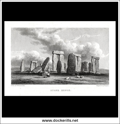 Stone Henge, Wiltshire, England. Antique Print, Steel Engraving c. 1830.
