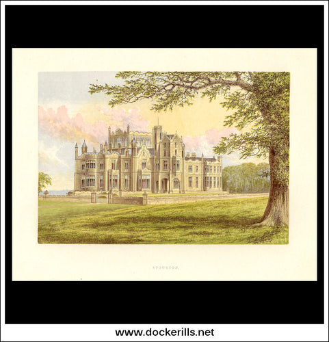 Stourton, Near Knaresborough, Yorkshire, England. Antique Print, Chromoxylograph 1880.