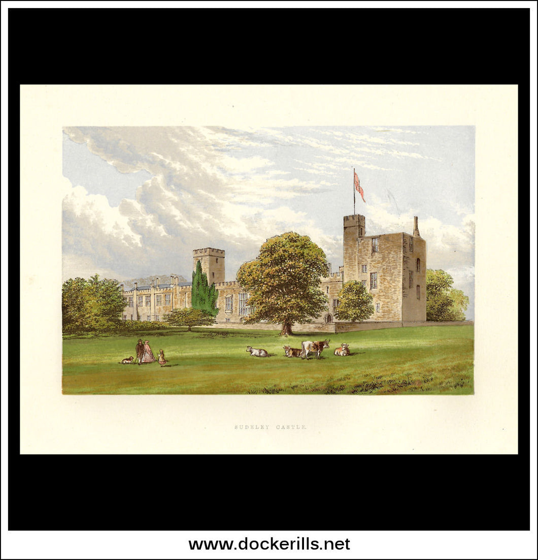 Sudeley Castle, Near Winchcombe, Gloucestershire, England. Antique Print, Chromoxylograph 1880.