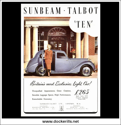 Sunbeam Talbot 'Ten'. Original Vintage Advert From December 1938