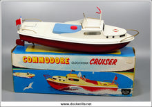 Commodore Cruiser, Sutcliffe Pressings Ltd., England. Clockwork Toy Boat 2.