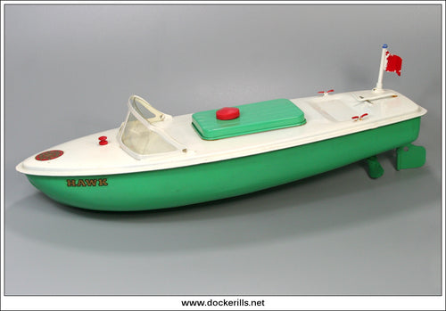 Hawk Speed Boat, Sutcliffe Pressings Ltd., England. Battery Operated Toy Boat. No Box A.