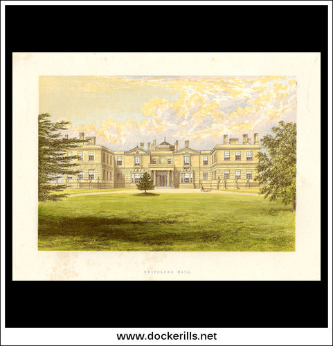 Swithland Hall, Near Mountsorrell, Leicestershire, England. Antique Print, Chromoxylograph 1880.