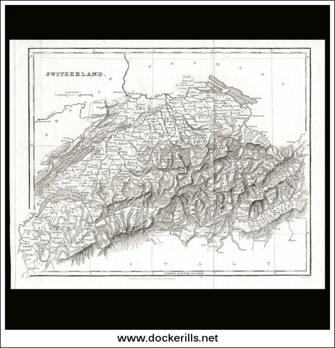 Switzerland. Antique Map, Steel Engraving. Fullarton / R. Scott, 1845.