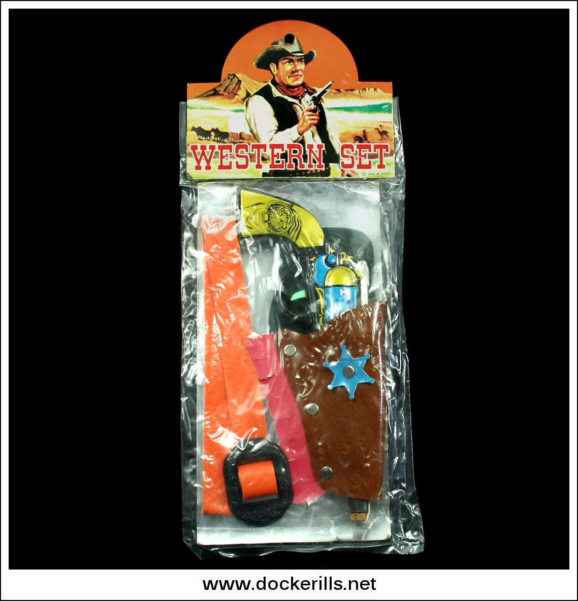 Western Gun / Western Set. Vintage Tin Plate Pop Gun, TSS, Japan