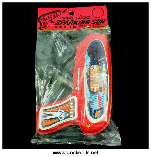 Jet Gun In Original Packaging. Vintage Tin Plate Toy Space Ray Gun, Takatoku, Japan 1.