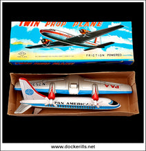 Twin Prop Plane. Vintage Friction Drive Tin Plate Toy, Takatoku, Japan. SPECIAL OFFER
