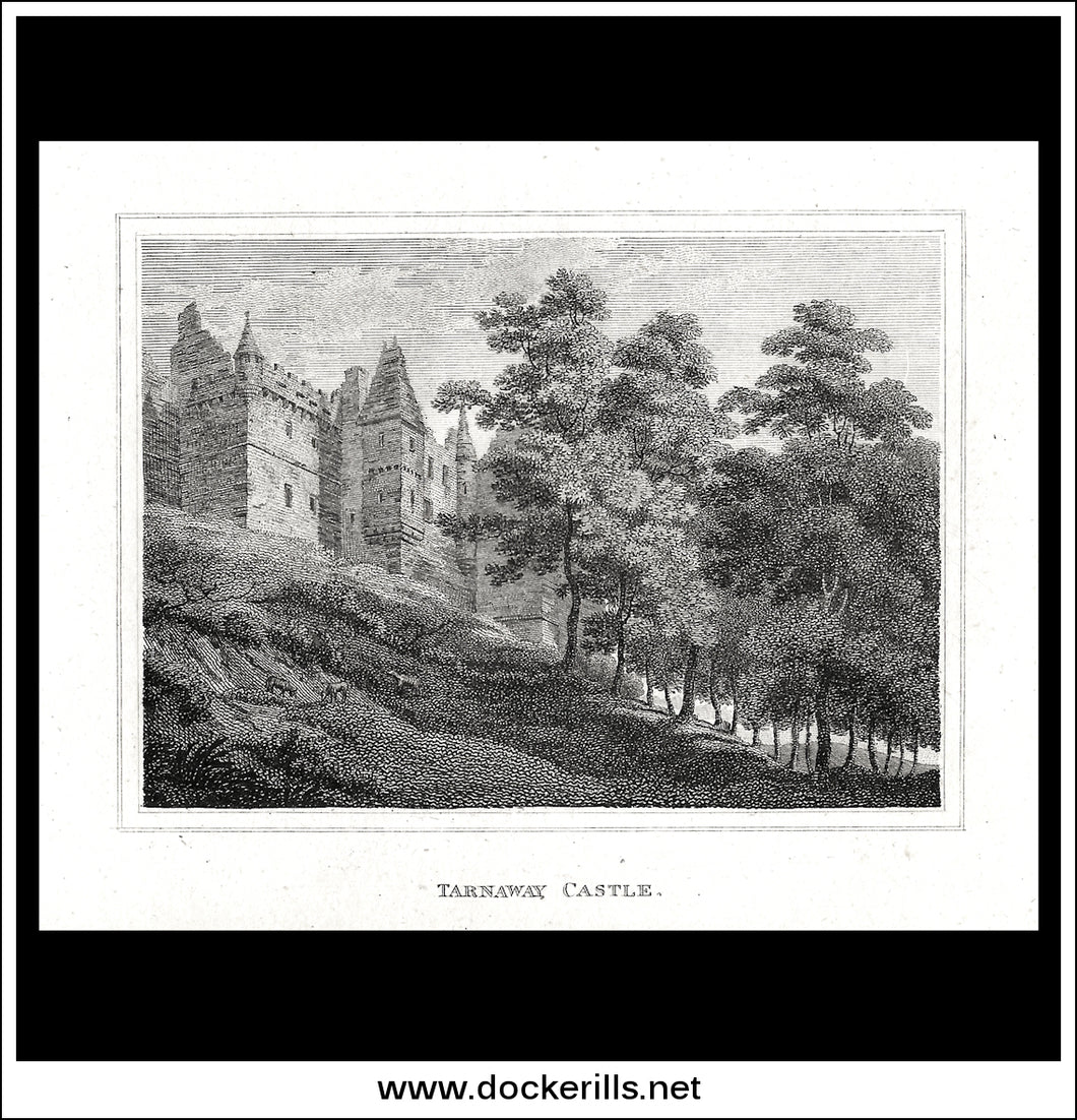 Tarnaway (Darnaway) Castle, Moray, Scotland. Antique Print, Copper Plate Engraving 1806.