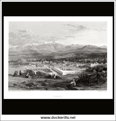Tarsus, Israel / Holy Land. Antique Print, Steel Engraving c. 1840.