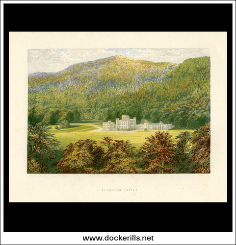 Taymouth Castle, Near Aberfeldy, Perthshire, Scotland. Antique Print, Chromoxylograph 1880.