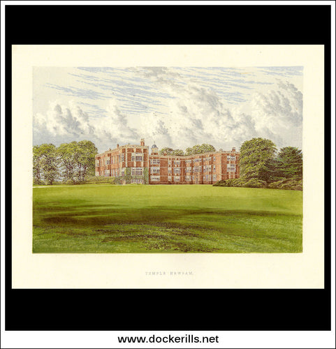 Temple Newsam, Near Leeds, Yorkshire, England. Antique Print, Chromoxylograph 1880.