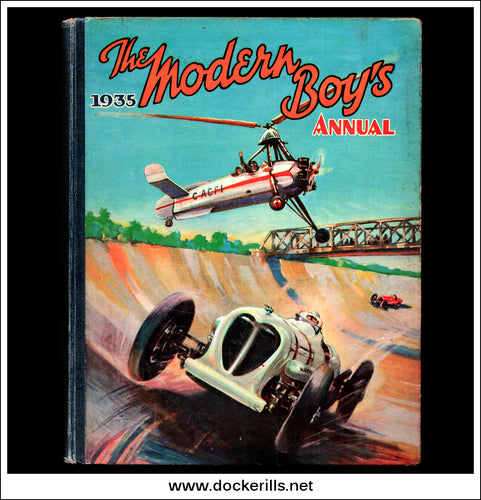 The Modern Boy's Annual, 1935. Autogyro, Vintage Racing Cars Cover.