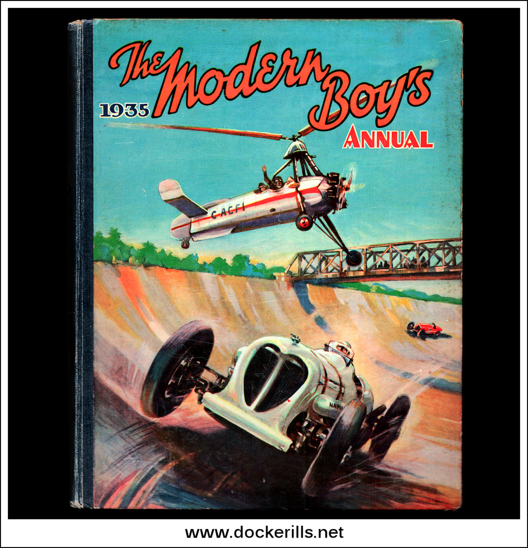 The Modern Boy's Annual, 1935. Autogyro, Vintage Racing Cars Cover.