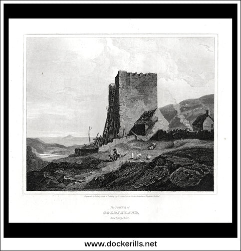 The Tower Of Goldieland, Roxburghshire, Scotland. Antique Print, Copper Plate Engraving 1814