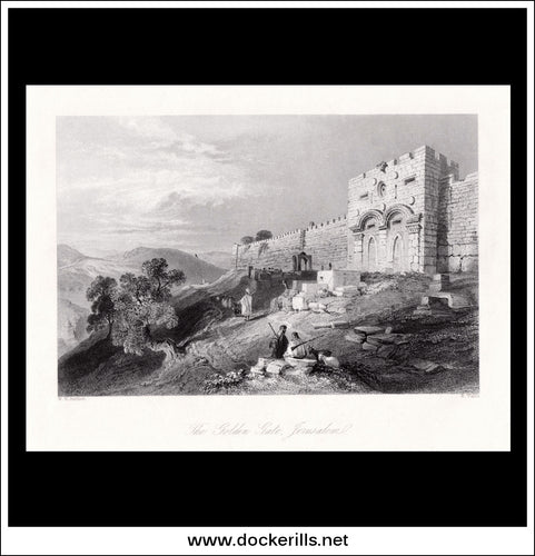 The Golden Gate, Jerusalem, Israel / Holy Land. Antique Print, Steel Engraving c. 1840.