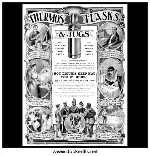 Thermos Flasks & Jugs. Original Vintage Advert From 1910.