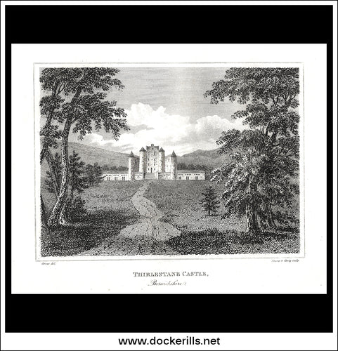 Thirlestane Castle, Berwickshire, Scotland. Antique Print, Copper Plate Engraving 1806.