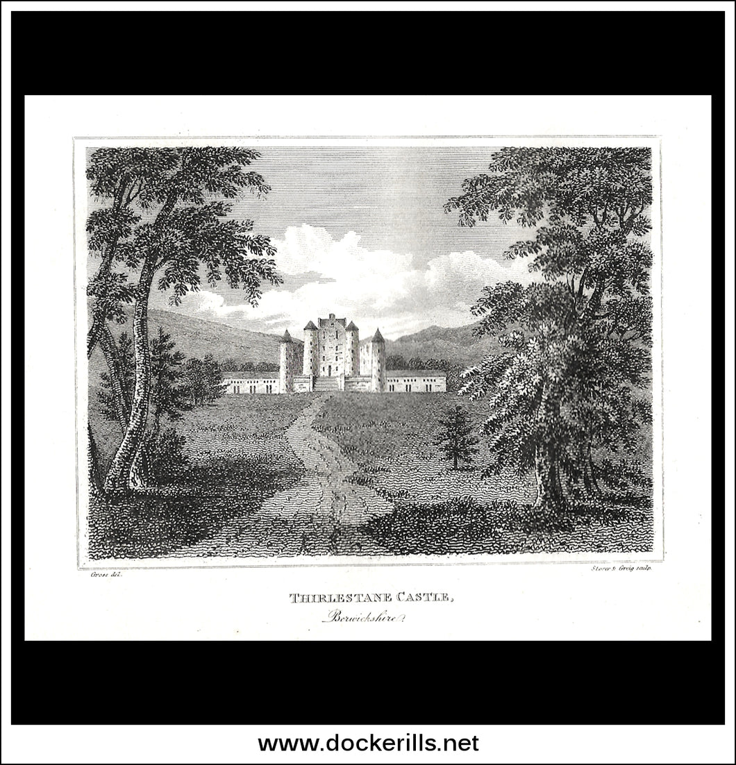 Thirlestane Castle, Berwickshire, Scotland. Antique Print, Copper Plate Engraving 1806.