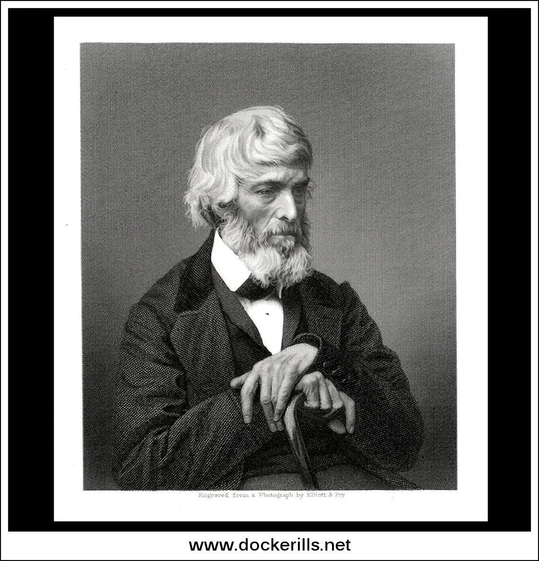 Thomas Carlyle. Antique Print, Steel Engraving c. 1880.