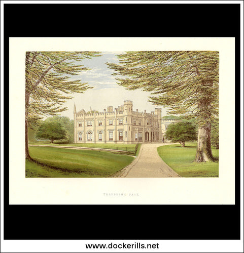 Thrybergh Park, Near Rotherham, Yorkshire, England. Antique Print, Chromoxylograph 1880.